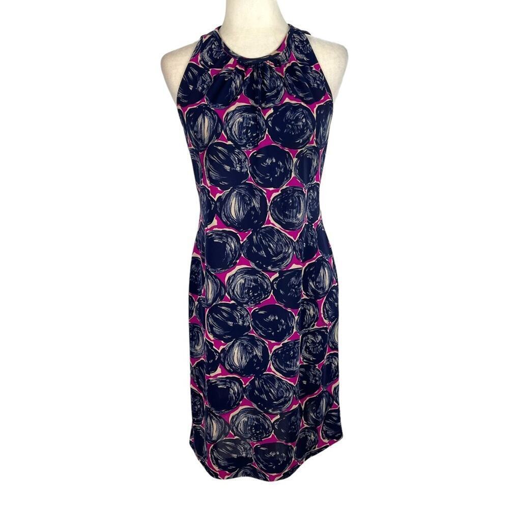 Tory Burch Flinnia Printed Dress Wild Orchid Knee Length Fitted Sleeveless Small